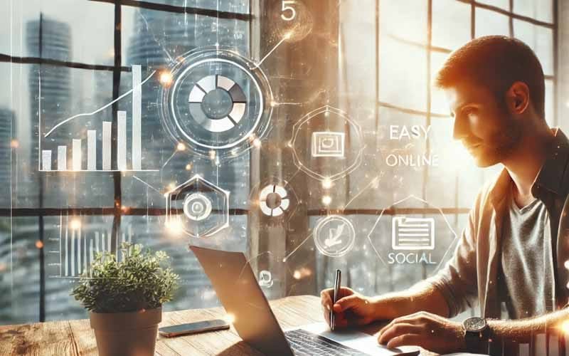 Online business strategy planning illustration