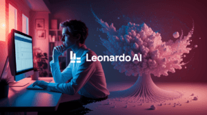 Illustrative digital creator at a computer for the Leonardo AI review 2026