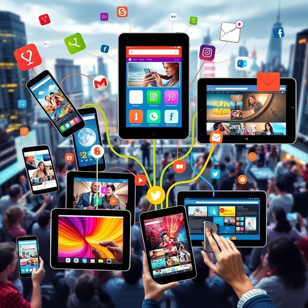 Illustration of promoting helpful content through social media marketing channels