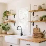 DIY Rustic Shelves for a Farmhouse Kitchen Look