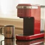 Compact Red Single Serve Coffee Machine – 6 Cup Sizes, Fits Travel Mugs